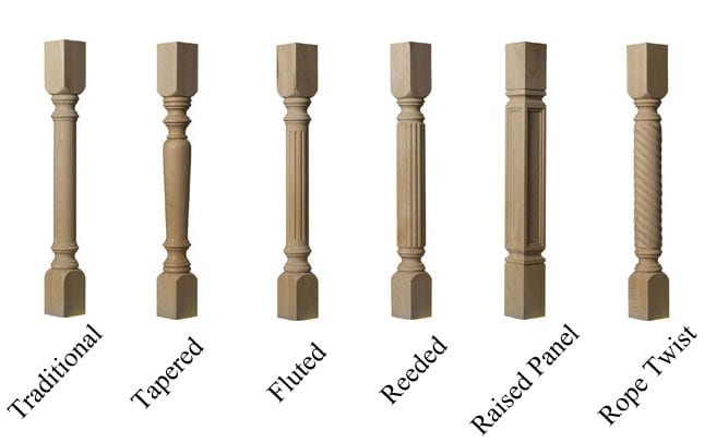 cabinet columns and posts, kitchen island legs, hardwood furniture legs